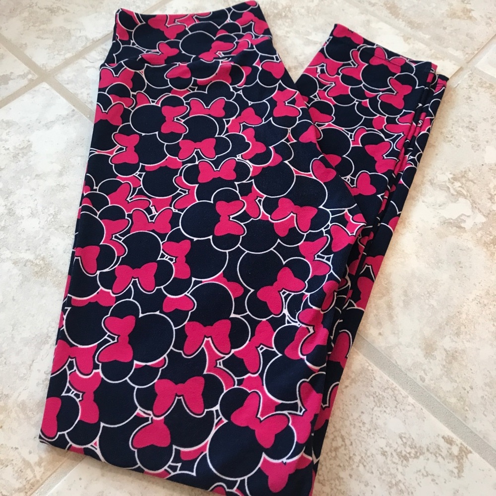 Lularoe navy and pink Minnie Mouse Leggings